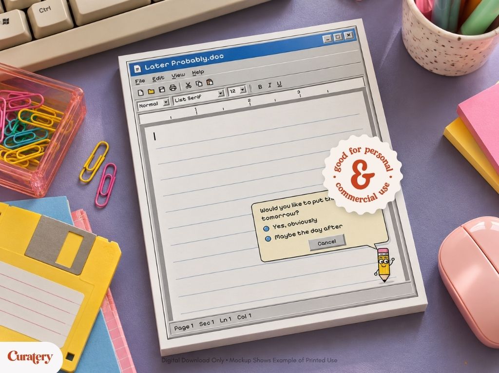 Retro Computer Procrastination Notes Notepad Design