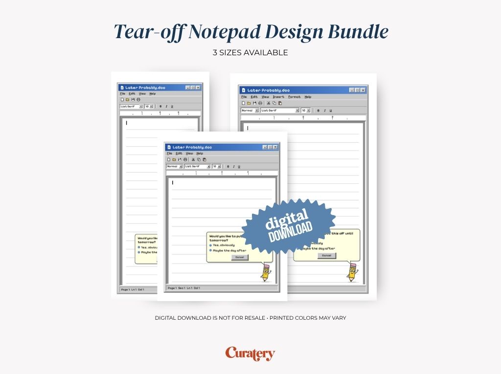 Retro Computer Procrastination Notes Notepad Design