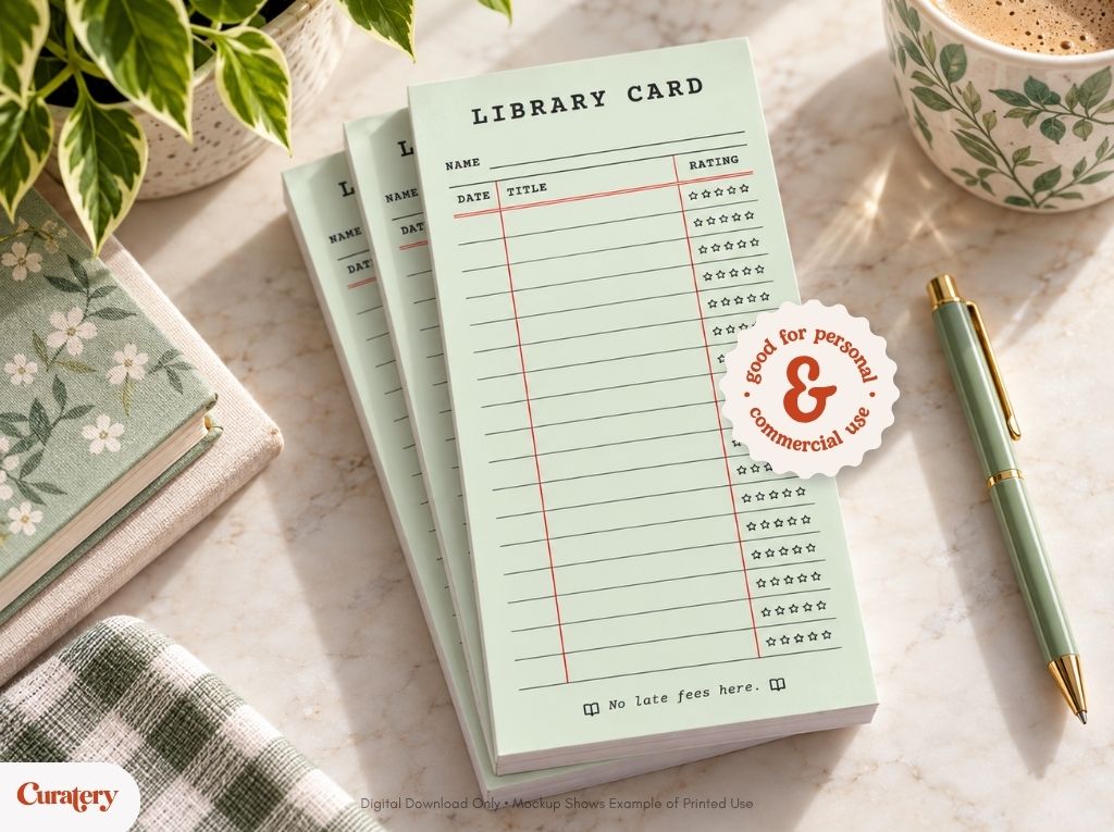 Vintage Library Card Book Rating Notepad Design