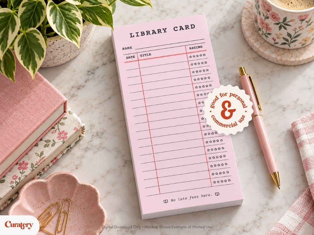 Vintage Library Card Book Rating Notepad Design