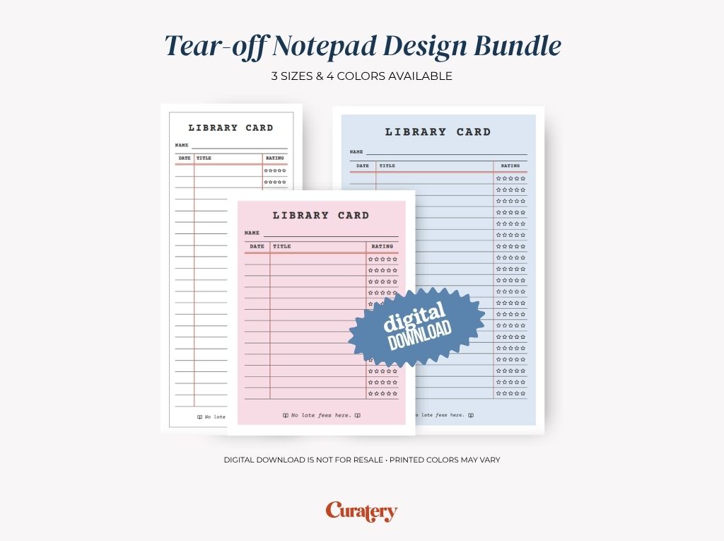 Vintage Library Card Book Rating Notepad Design