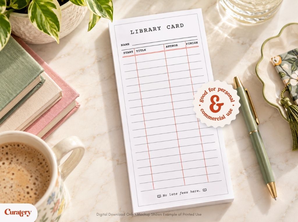 Vintage Library Card Reading Log Notepad Design