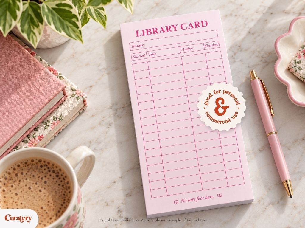 Vintage Library Card Reading Log Notepad Design