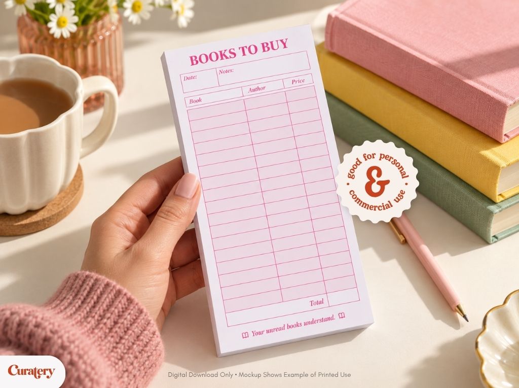 Retro Bookish Books to Buy Notepad Design